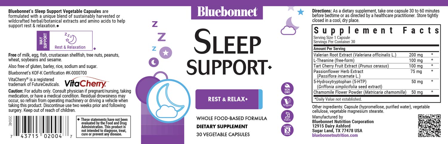 Bluebonnet's Targeted Choice Sleep Support. 30 vegetable capsules