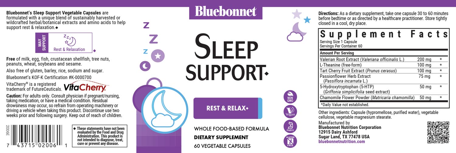 Bluebonnet's Targeted Choice Sleep Support. 60 vegetable capsules