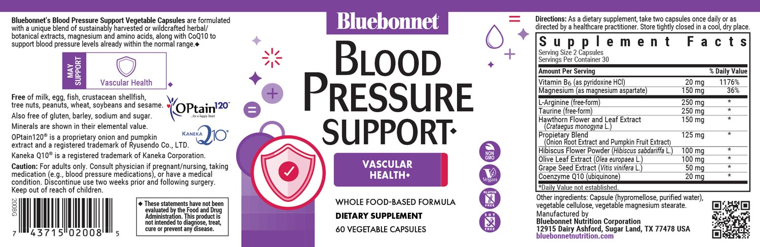 Bluebonnet's Targeted Choice Blood Pressure Support. 60 vegetable capsules
