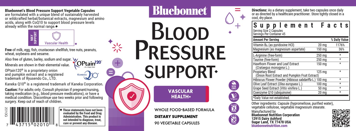 Bluebonnet's Targeted Choice Blood Pressure Support. 90 vegetable capsules