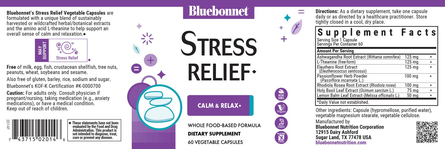 Bluebonnet's Targeted Choice Stress Relief. 60 vegetable capsules