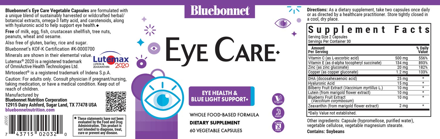Bluebonnet's Targeted Choice Eye Care Macular & Blue. 60 vegetable capsules