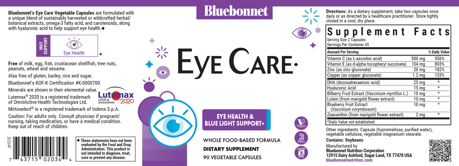 Bluebonnet's Targeted Choice Eye Care Macular & Blue. 90 vegetable capsules