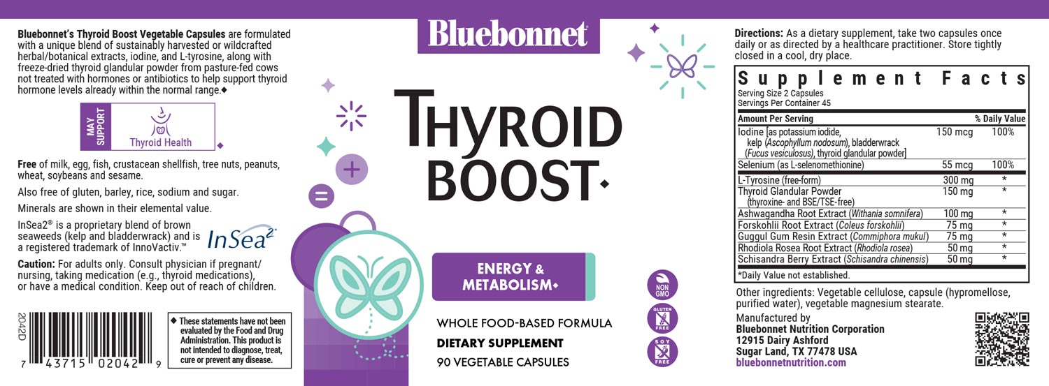 Bluebonnet's Targeted Choice Thyroid Boost. 90 vegetable capsules