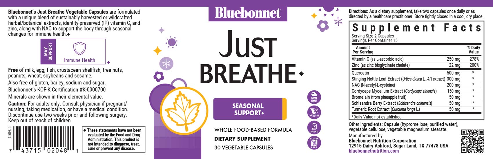 Bluebonnet's Targeted Choice Justbreathe. 30 vegetable capsules