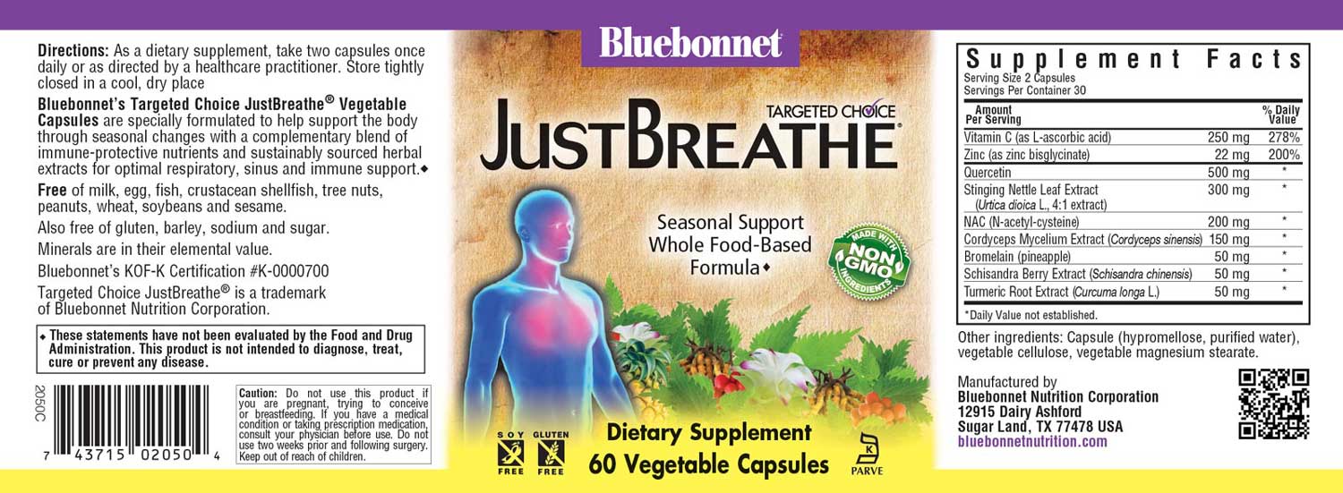 Bluebonnet's Targeted Choice Justbreathe. 60 vegetable capsules