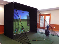 Home Golf Simulator Hitting Bay Enclosure by Allsportsystems. Protective side netting available. Safest Hitting enclosure!