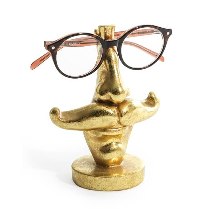 Gold moustache and nose spactacles glasses holder