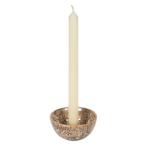 Speckled Brown Dinner Candle Holder