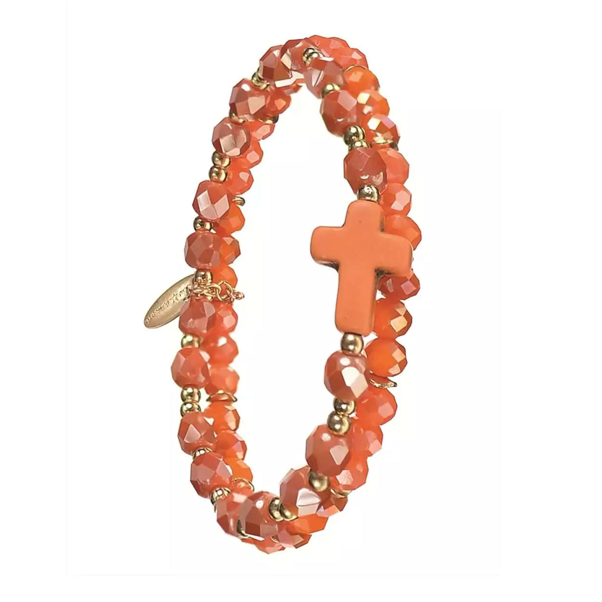 Crystal & Cross Double Elasticated Bracelet | Tangerine Dream