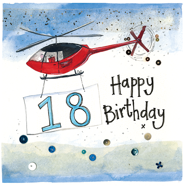 Alex Clark Helicopter 18th Birthday Card