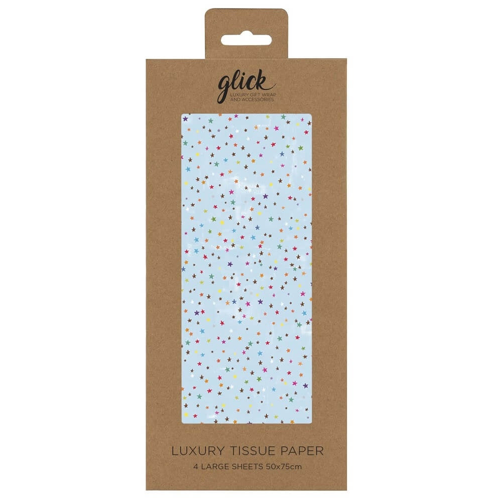 PS Tissue Paper. 4 Sheets- STARS BLUE