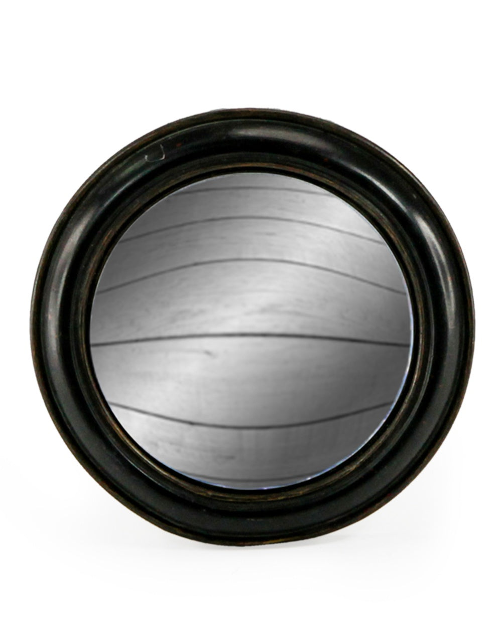 Antiqued Black Rounded Framed Medium Convex Mirror 19cm