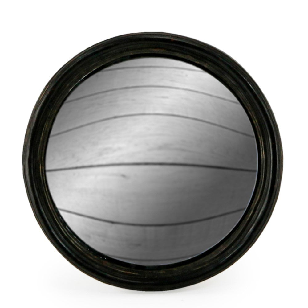 Antiqued Black Thin Framed Convex Mirror 17cm