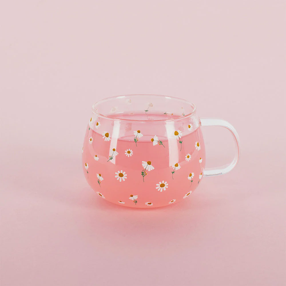 Ditsy Chamomile Flower Glass Mug