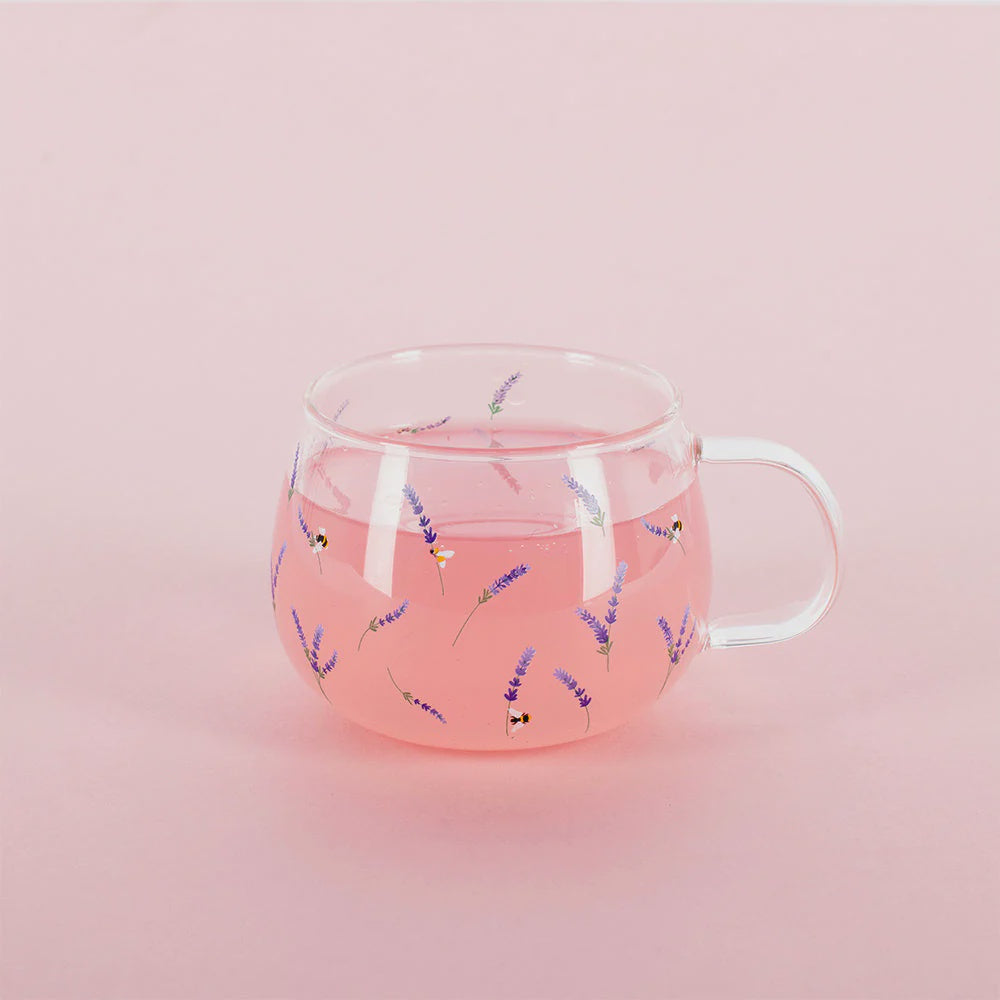 Ditsy Lavender Flower Glass Mug