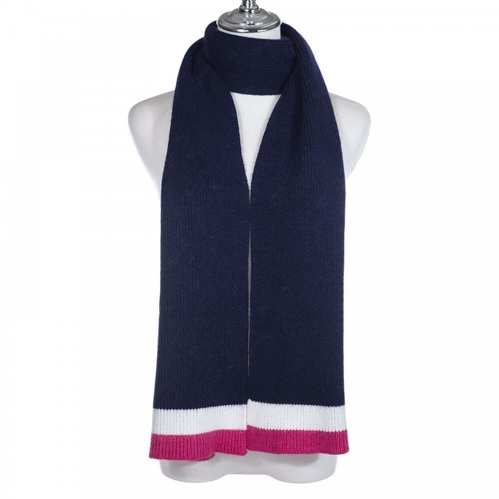 Long Navy Blue Knitted Scarf SC953