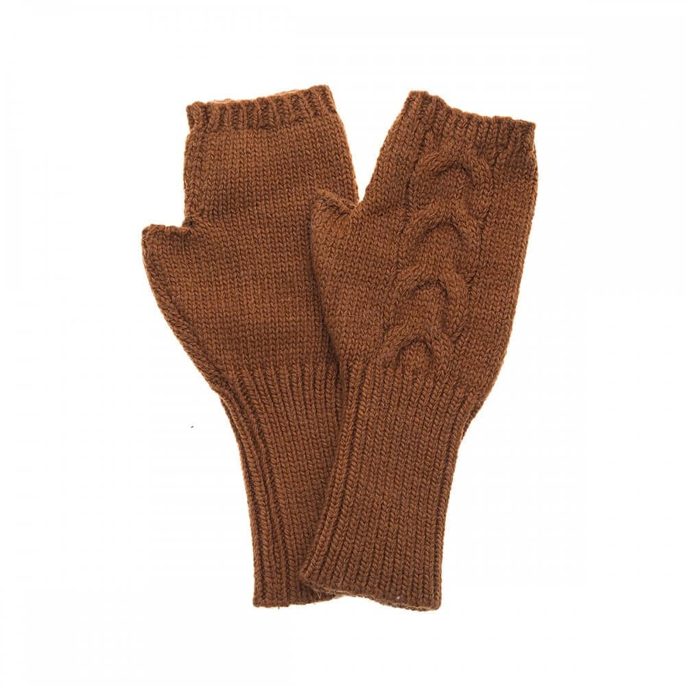 Nutmeg Knitted Fingerless Gloves. G80NUTMEG