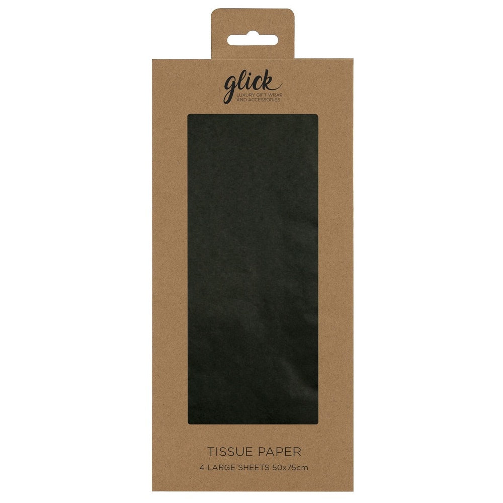 Plain Tissue Paper. 4 Sheets- BLACK