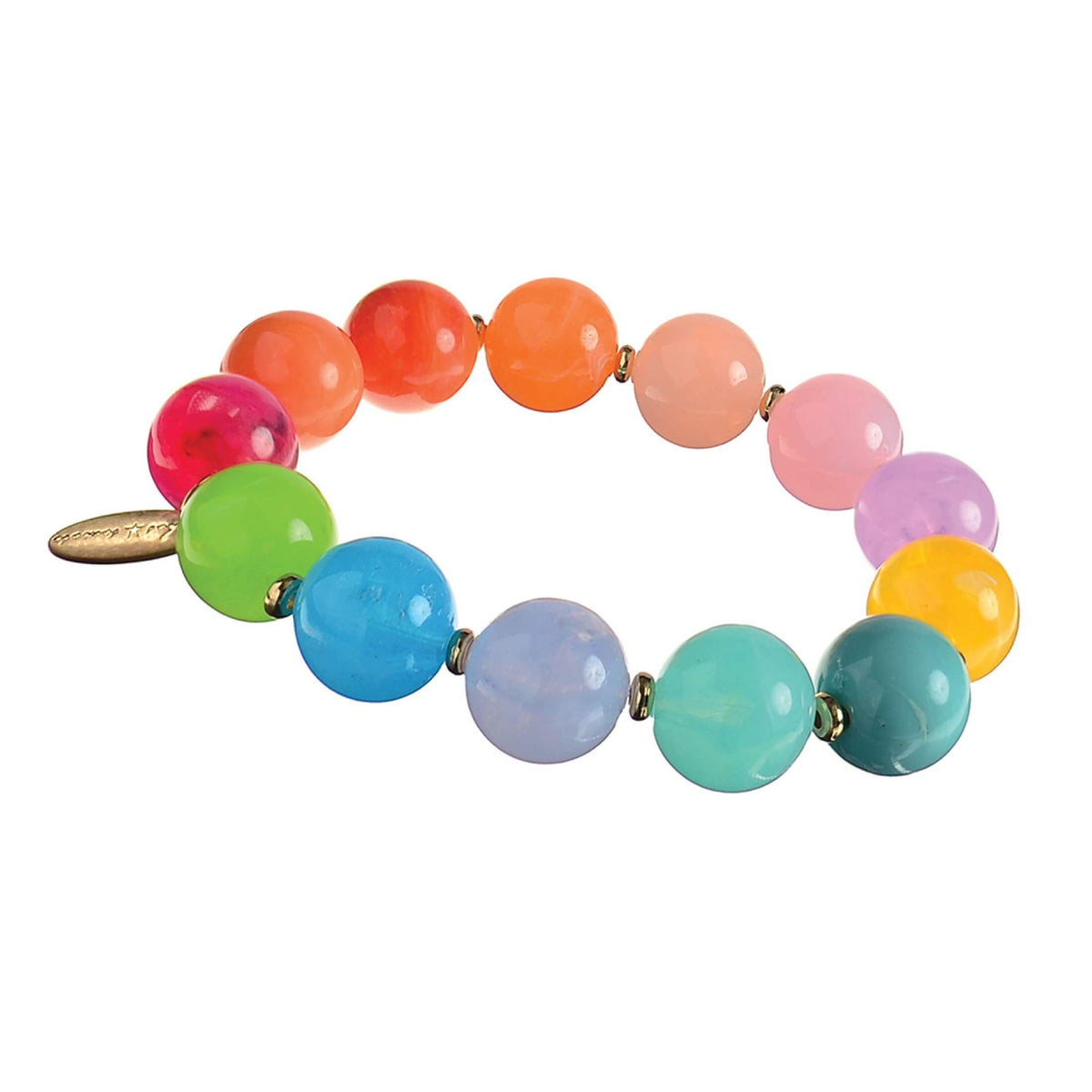 Acrylic Rainbow Marble Bead Bracelet | Hot Tomato