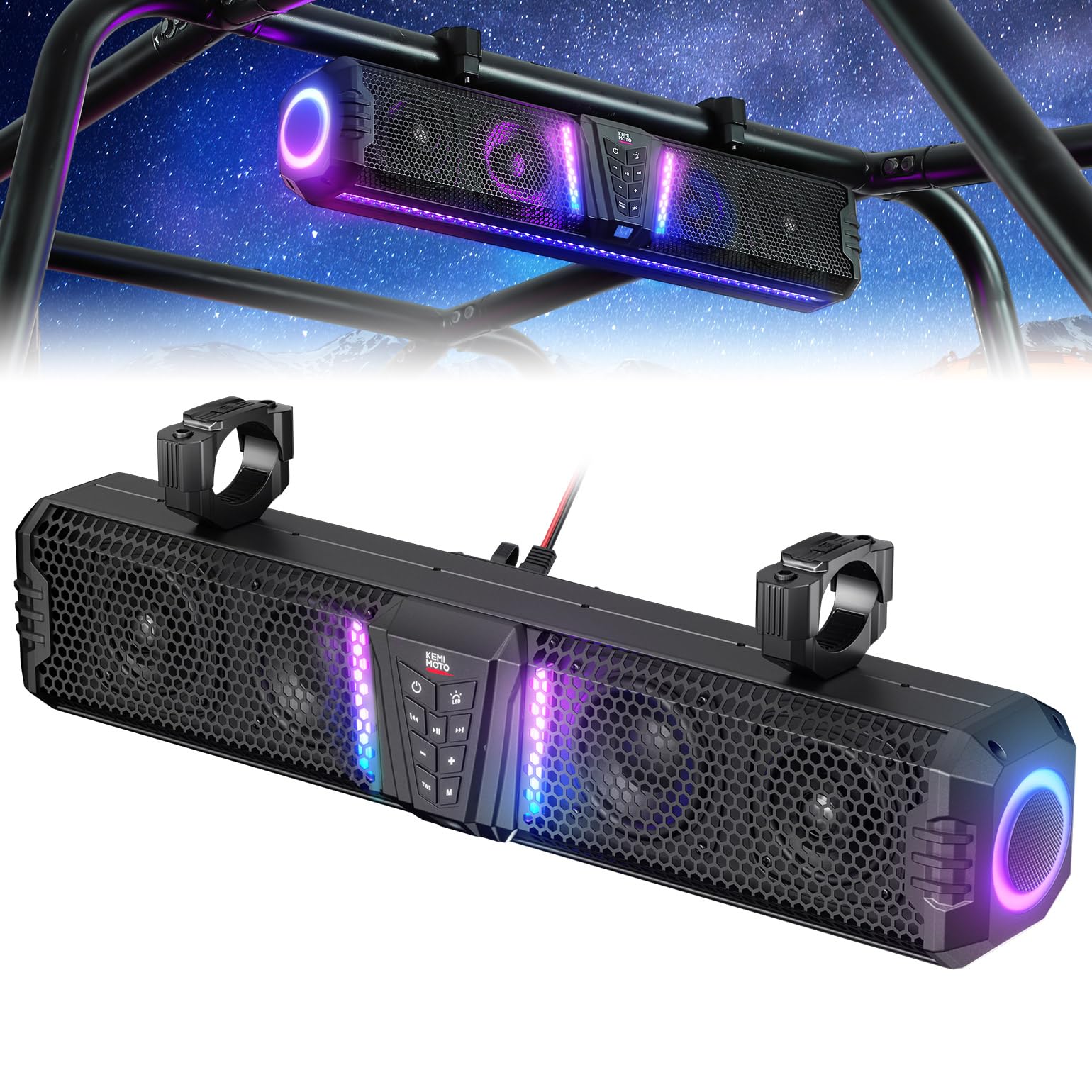 KEMIMOTO Midnight 60 26" 4-Speaker UTV Bluetooth Sound Bar w/RGB Lighting - CA Kemimoto product image