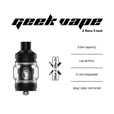 Buy Geekvape Z Nano 2 Subohm Tank - Wick And Wire Co Melbourne Vape Shop, Victoria Australia