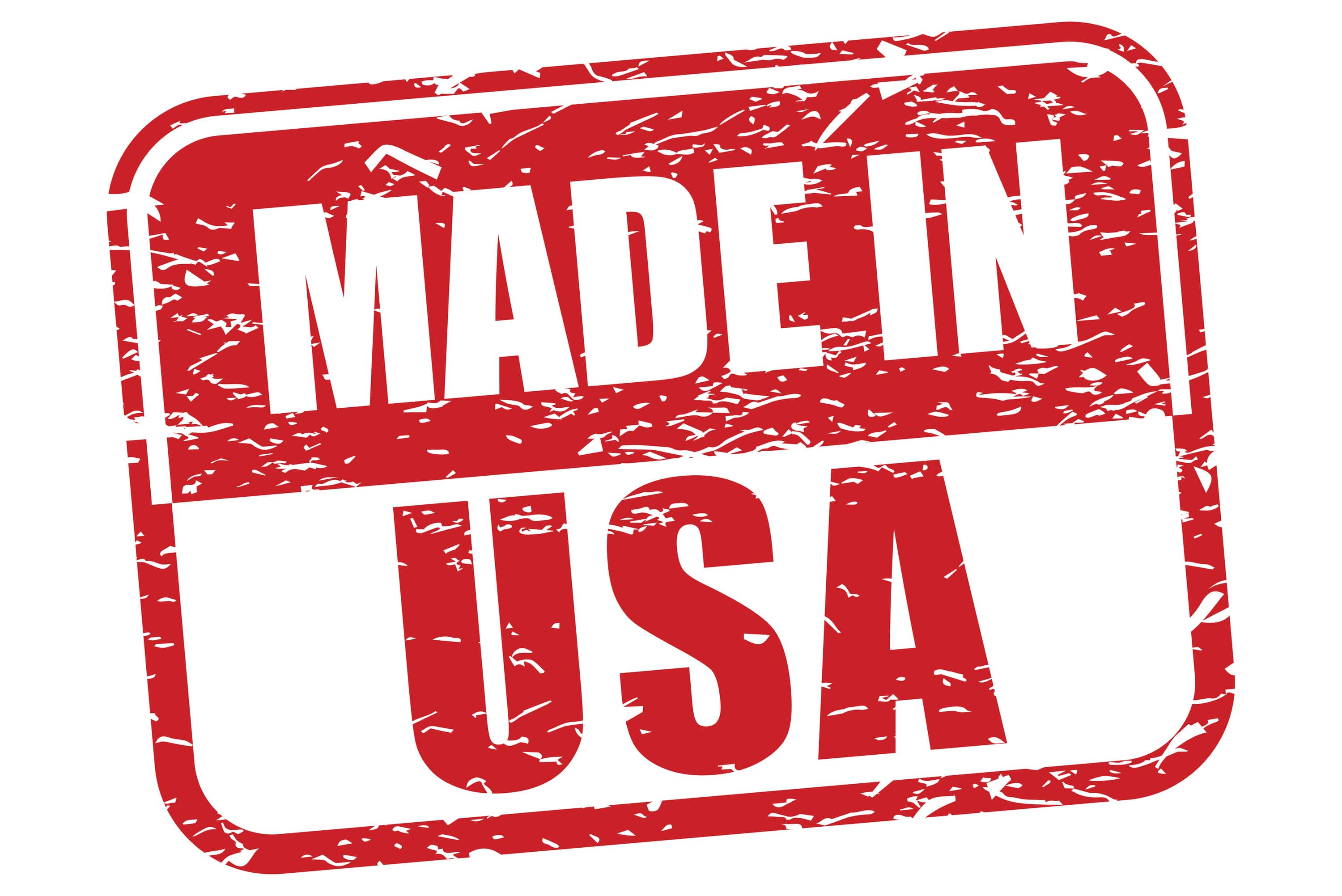 Red and white 'Made in USA' distressed stamp design.