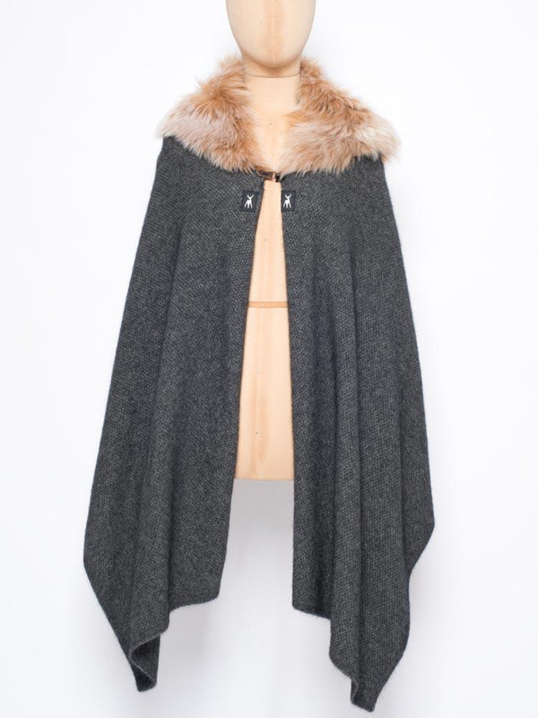 Tippet in Shearling - Charcoal with Cream Trim - TALLIS