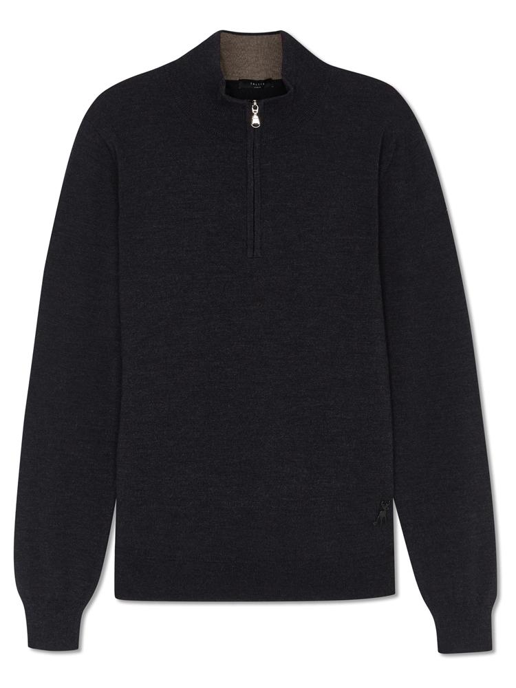 Merino Classic Zip-up Jumper - Charcoal#N#– TALLIS