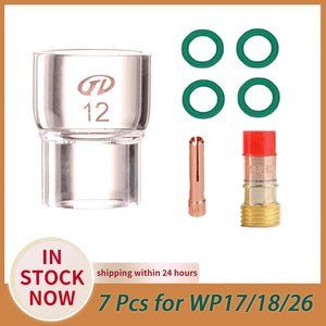 7pcs TIG Welding Torch Stubby Gas Lens #12 Pyrex Glass Cup  For WP17 WP18 WP26 TIG Collets Tips Durable Practical Accessories - Gringo Supply Store