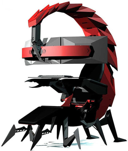 Scorpion-shaped computer cockpit game chair, made for professional players and office workers. Up to 5 screens can be hung, color RGB light strips are built-in in the cockpit.
