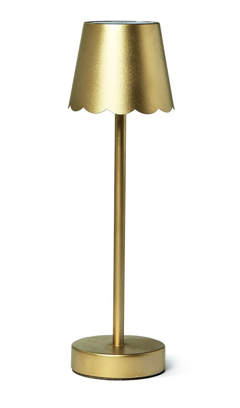 LED Cordless Table Lamp with Scalloped Edge Shade