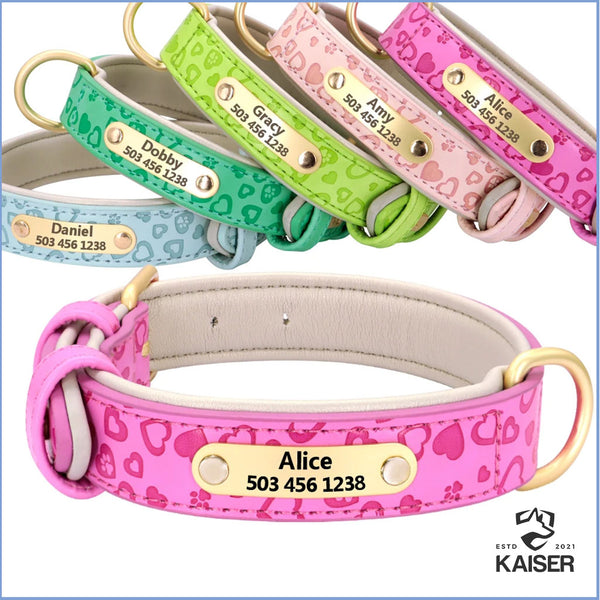 Hundehalsbänder aus Leder mit Erkennungsmarke in verschiedenen Farben