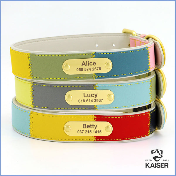 Buntes Lederhalsband für Hunde in verschiedenen Farben-Mustern