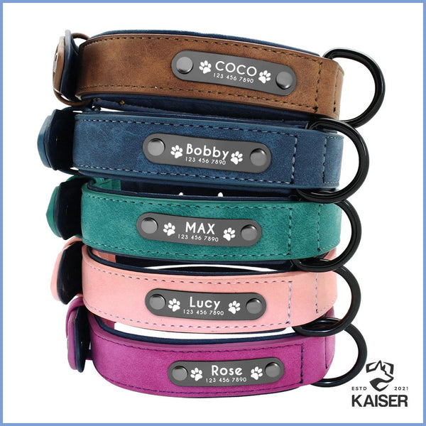 personalisierte Hundehalsbänder Leder in verschiedenen Farben