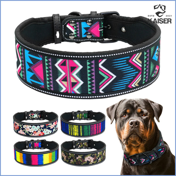 Reflektierendes Hundehalsband in farbenfrohen Designs und Rottweiler