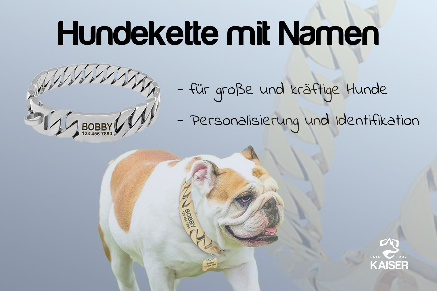 Kettenhalsband für Hund mit Namen