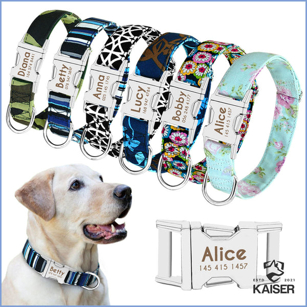 Hundehalsband aus Nylon in verschiedenen Mustern.
