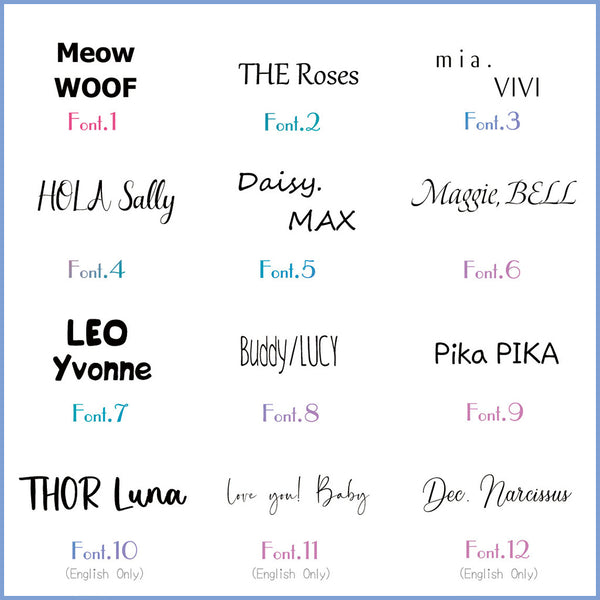 Hundemarke mit Namen verfügbare Schriftarten