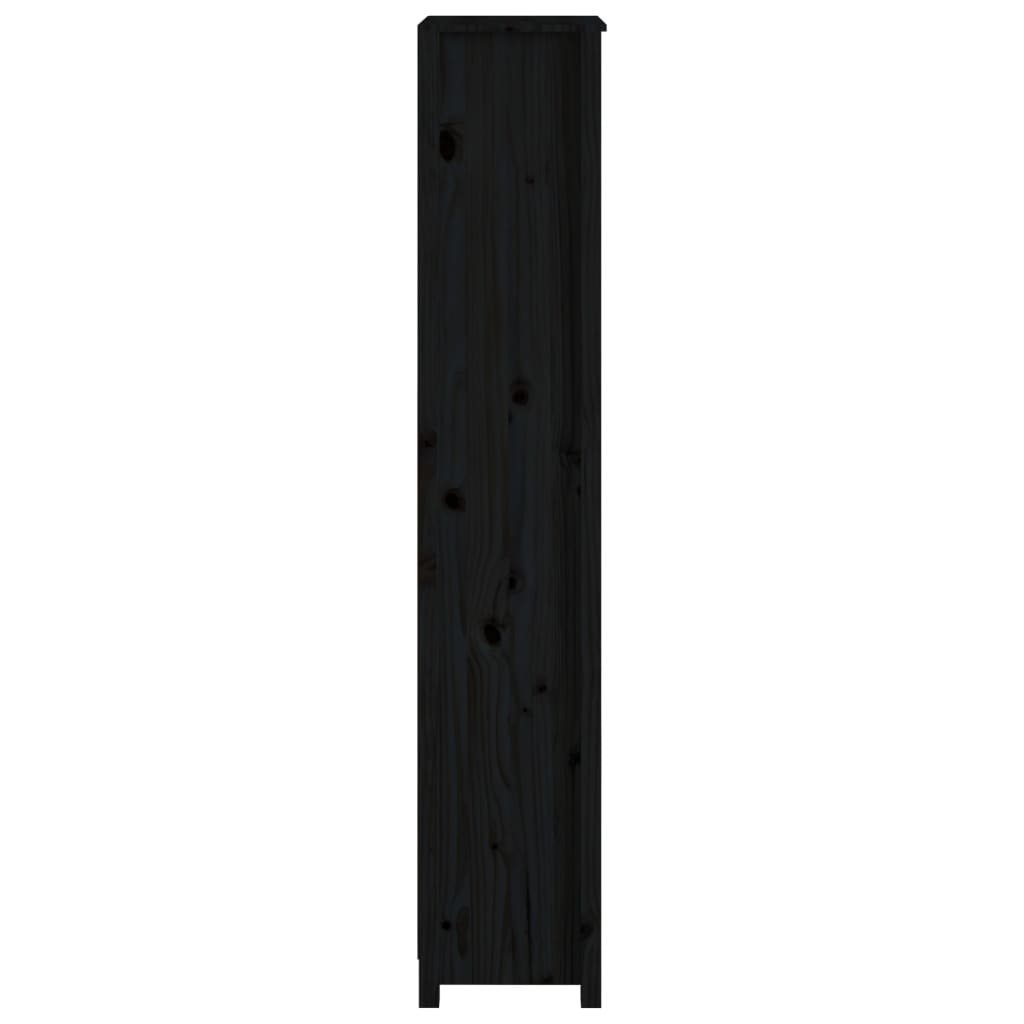 Book Cabinet Black 50x35x183 cm Solid Wood Pine