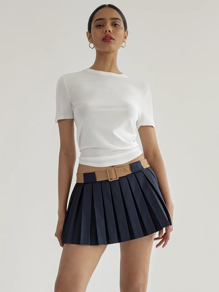 Pleated Belted Mini Skirt – Giftod.com