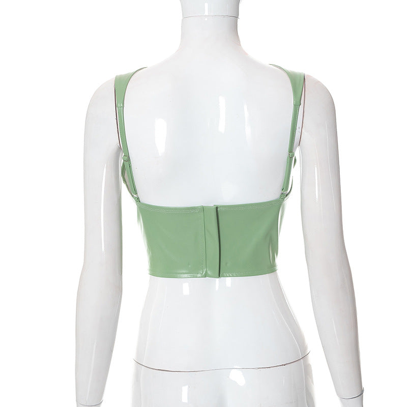 Faux Green Leather Corset Top – Giftod.com