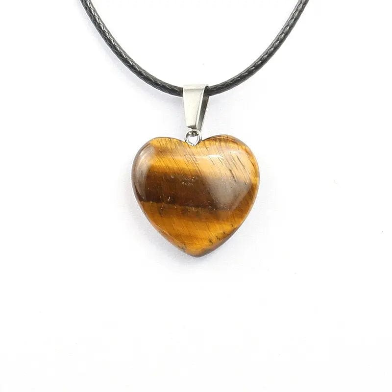 Hot Stone Necklace Jewelry Men Wholesale Natural Stone Pendant Heart Shape Crystal Agated Necklace Fine Pendants Necklace 20*6mm 0 Custom Items Tiger Eye Stone  