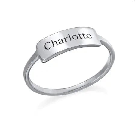 Personalized Engraved Nameplate Ring  Custom Items Silver  