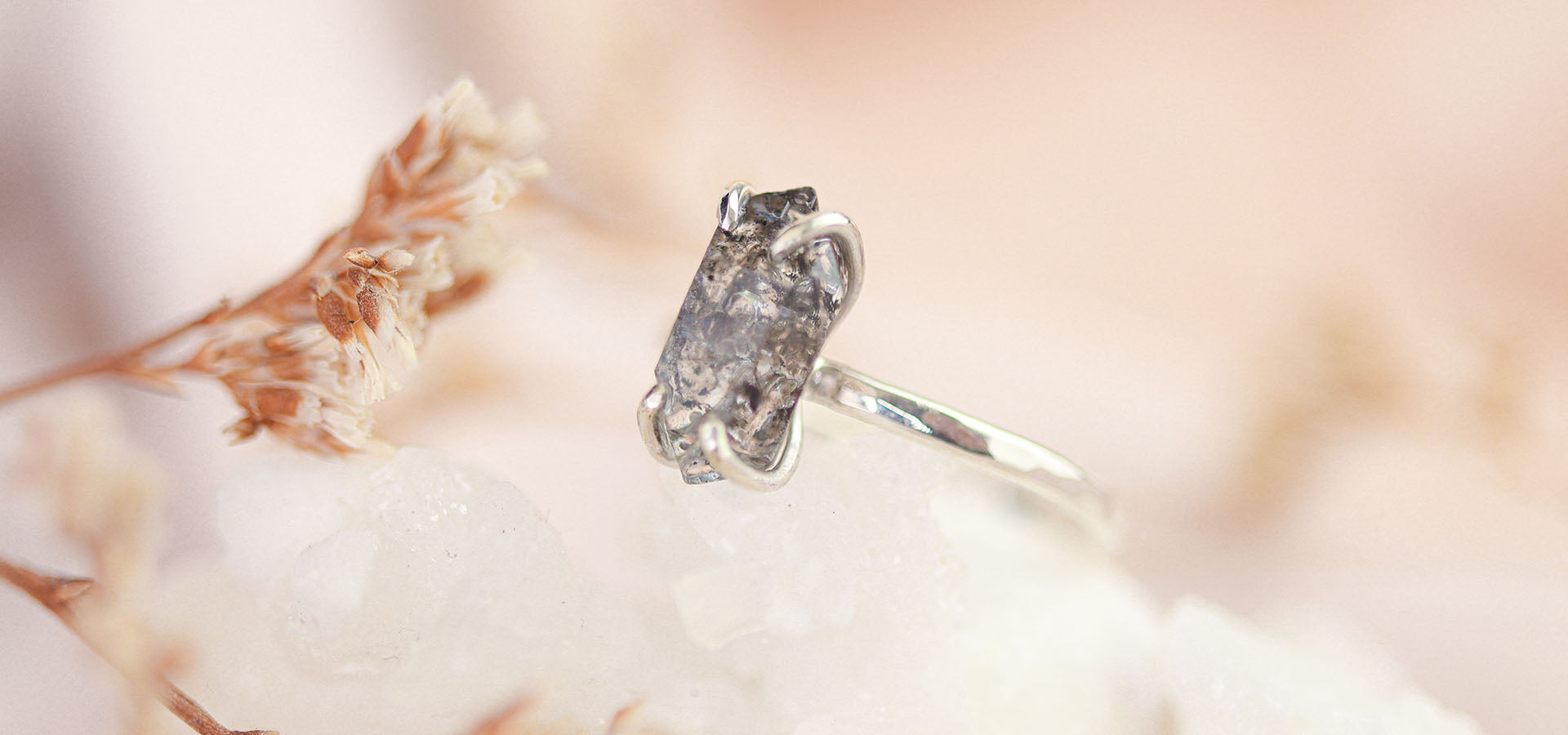Herkimer Diamant ring zilver - geboortesteen april 