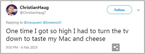 tweet - TV too loud to eat mac and cheese