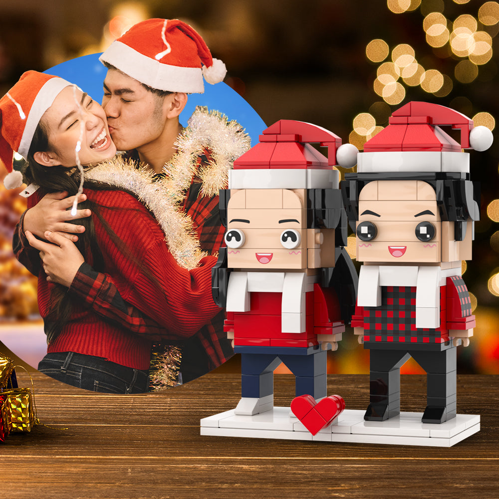 Christmas Couple Personalized Full Body 2 People Custom Brick Figures Christmas Gift For Lovers - MyCustomBrickFigures product image