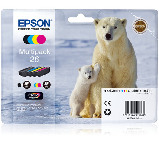 Cartouche EPSON C13T26164020 - Noir + 3 couleurs