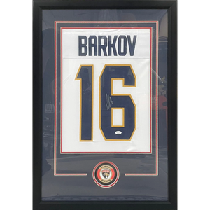 Aleksander Barkov Autographed Florida Panthers (White #16) Jersey Display Frame - JSA - Palm Beach Autographs LLC