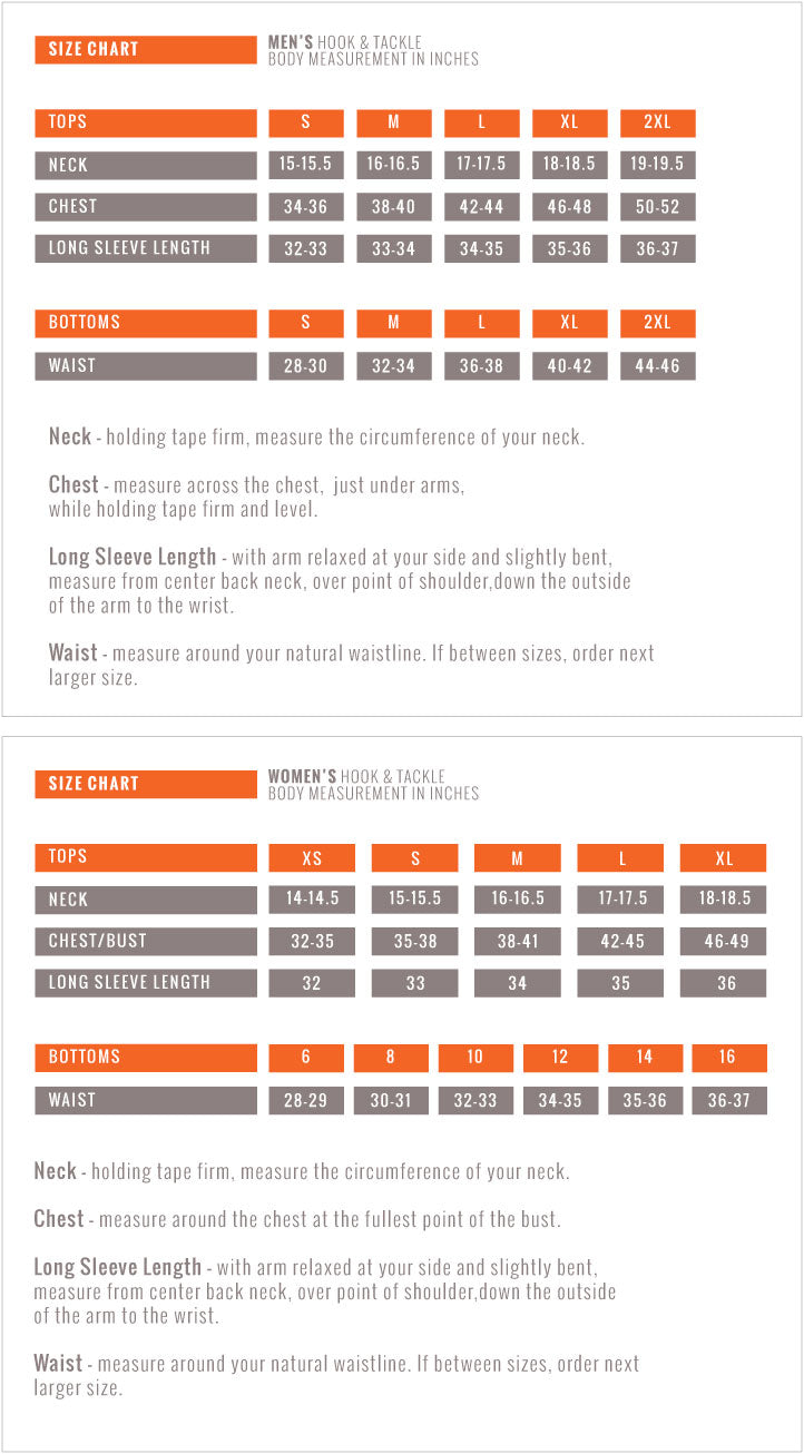 Hook & Tackle Sizing Information